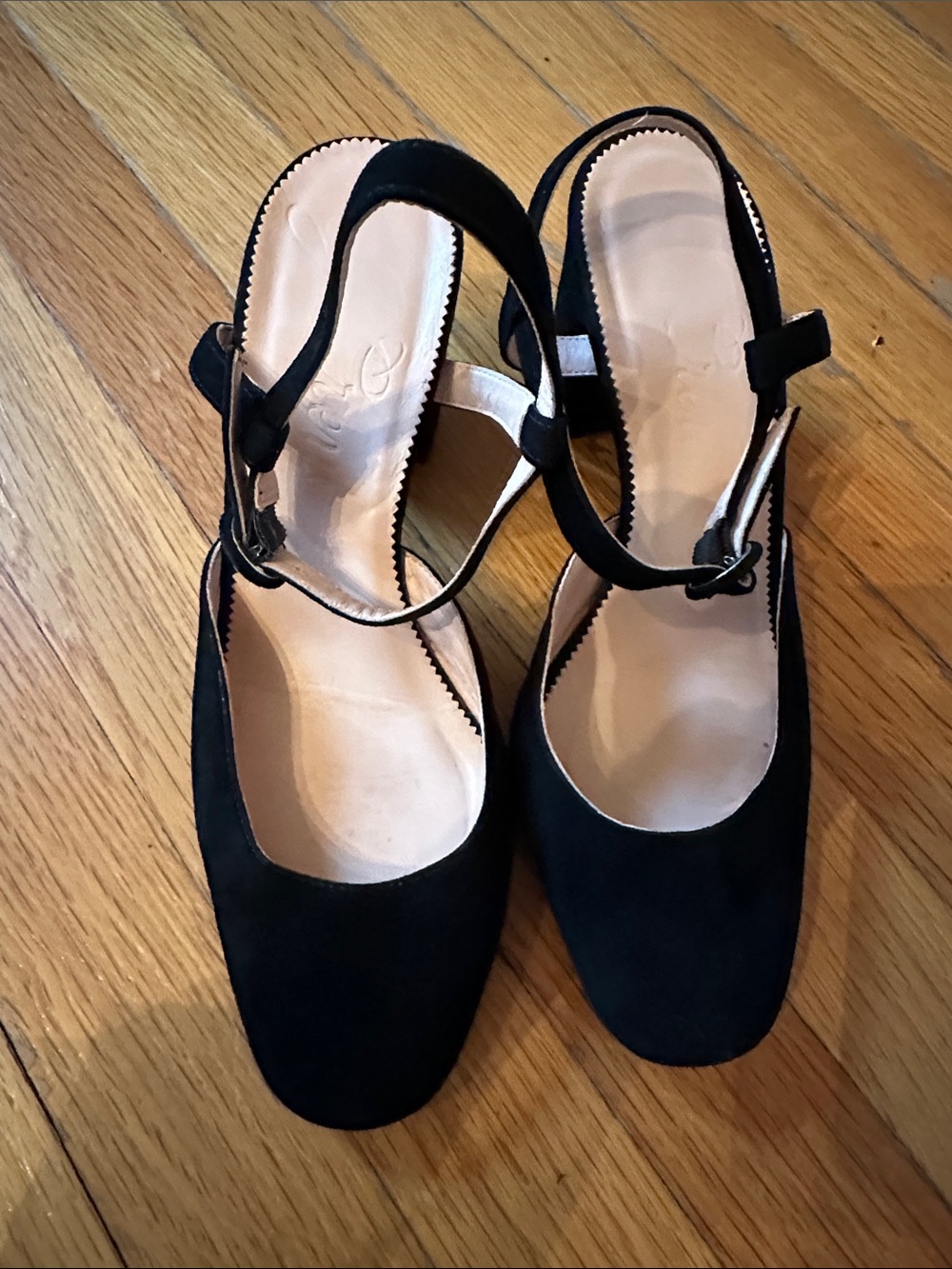 J. Crew Black Suede Ankle-Strap Block Heels